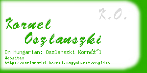 kornel oszlanszki business card